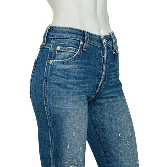 AMO Denim BABE Dive Bar Destroy Jeans Crop fray Women's Size 26 - Picture 11 of 12